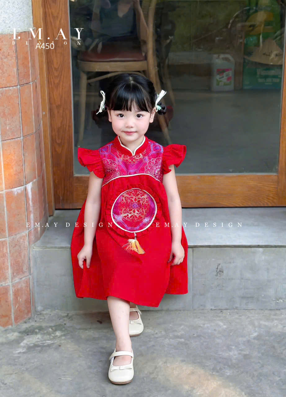 Bộ áo dài sườn xám cho bé trai bé gái diện tết năm mới giáng sinh từ 10-40kg hàng thiết kế