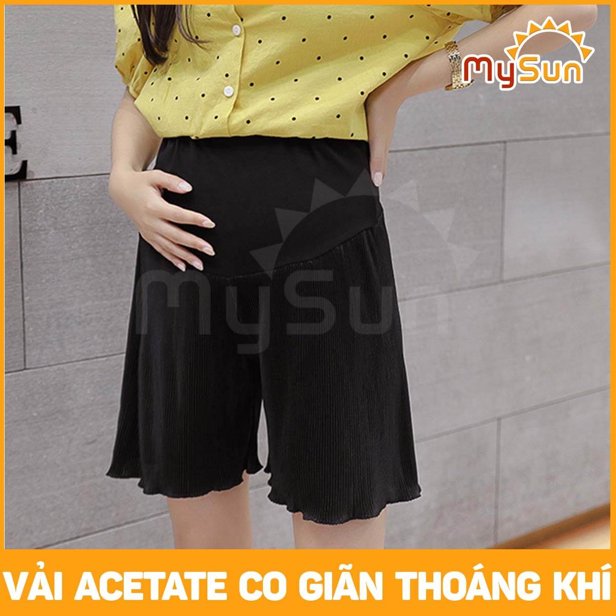 Quần đùi sooc short ngắn cho bà bầu 0 - 9 tháng vải lụa mềm mặc ở nhà đẹp chính hãng MySun