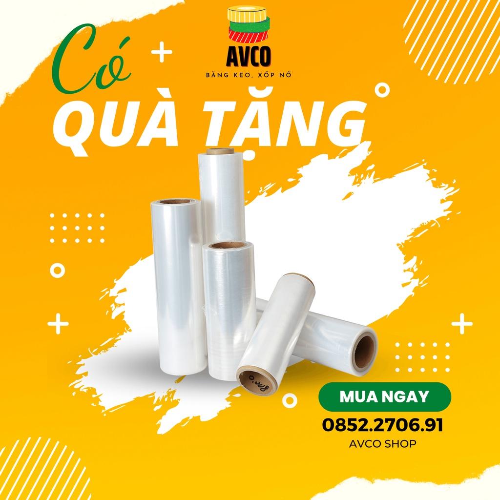 Màng cuốn pallet AVCO dai, dày dặn khổ 25cm X 1.5kg/cuộn