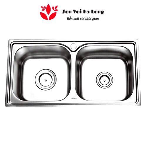 {HÀNG CHUẨN} Chậu rửa bát 2 hố INOX và Xả chậu - Bảo hành 12 tháng