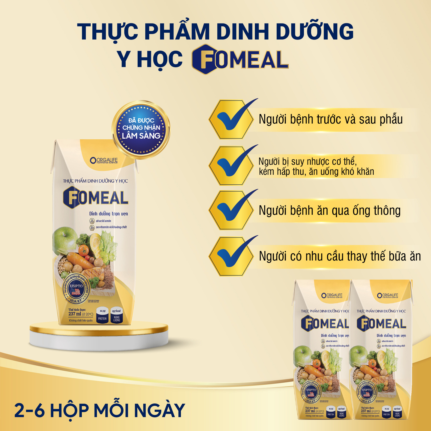 Lốc 3 hộp thực phẩm dinh dưỡng y học Fomeal 237ml/hộp - Dinh dưỡng cho người bệnh, kém hấp thu, phục hồi nhanh chóng