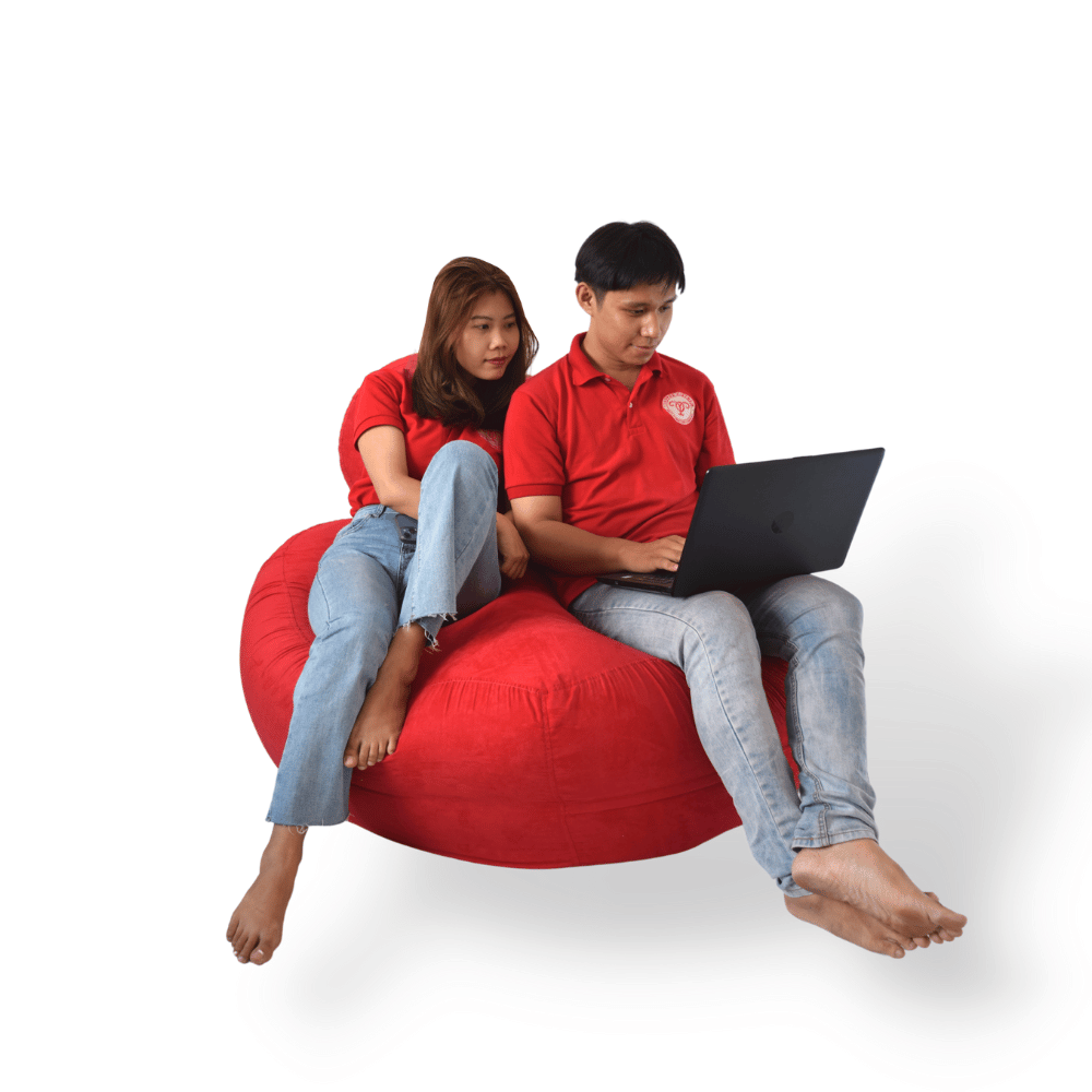 Bộ ghế lười hạt xốp hình trái tim The Beanbag House - Size lớn - Thoải mái cho 2 người sử dụng, 2 lớp, nhẹ nhàng dễ di chuyển