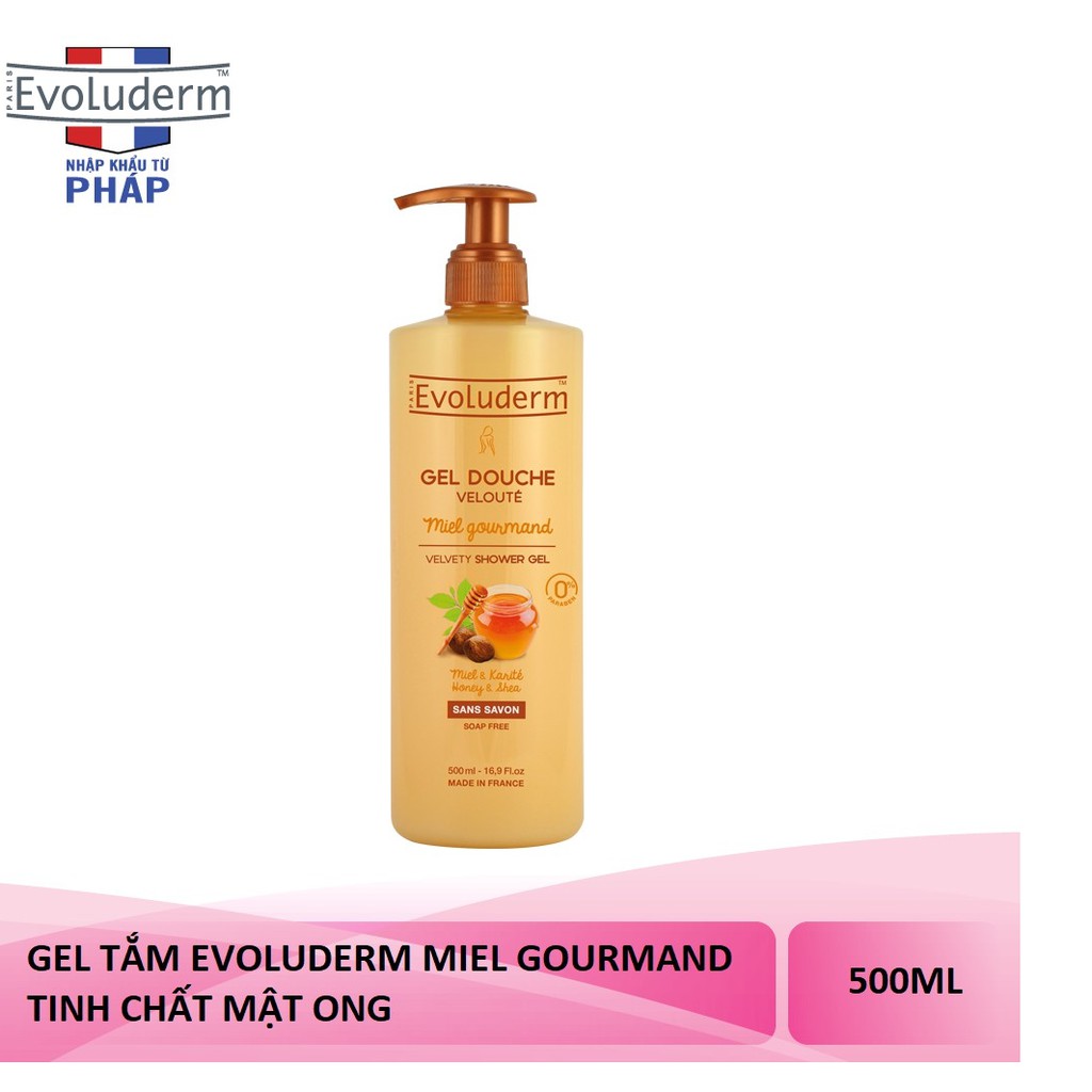 Gel tắm mềm mịn da Mật Ong và Bơ Hạt Mỡ Gel Douche Miel Gourmand Evoluderm 500ml - 17301