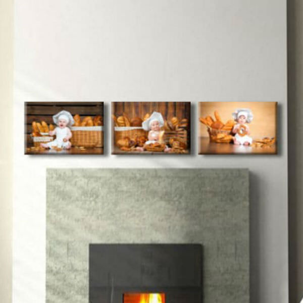Bộ 3 Tranh Canvas Viền Composite Treo Tường Hình Em Bé Đáng Yêu W058