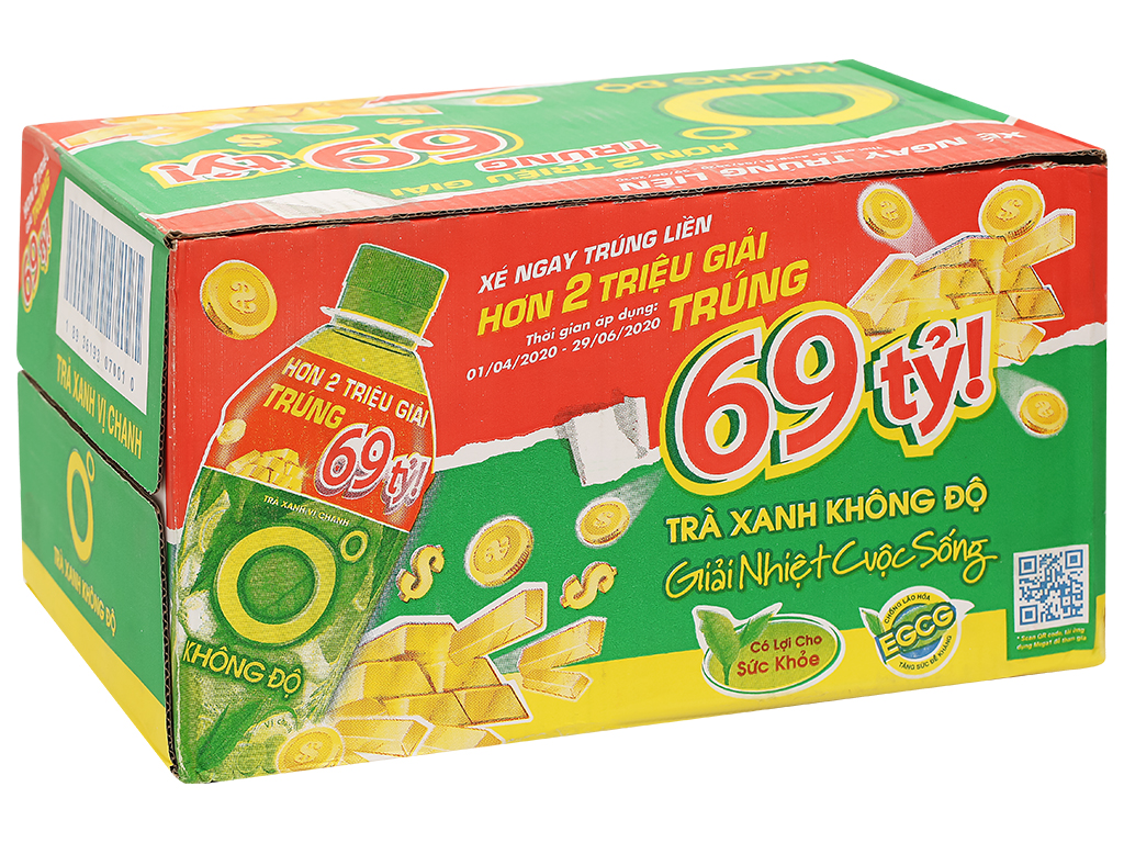 Thùng 24 chai Không Độ vị chanh 455ml