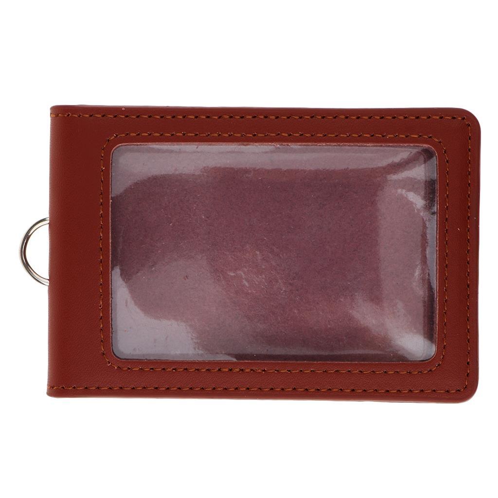 PU leather double cards vertical style  badge holder light gray