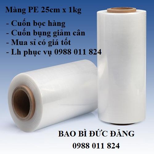 Màng chít khổ 25cm x 1kg - Màng bọc nilon - Cuộn nilon PE bọc hàng, cuốn bụng