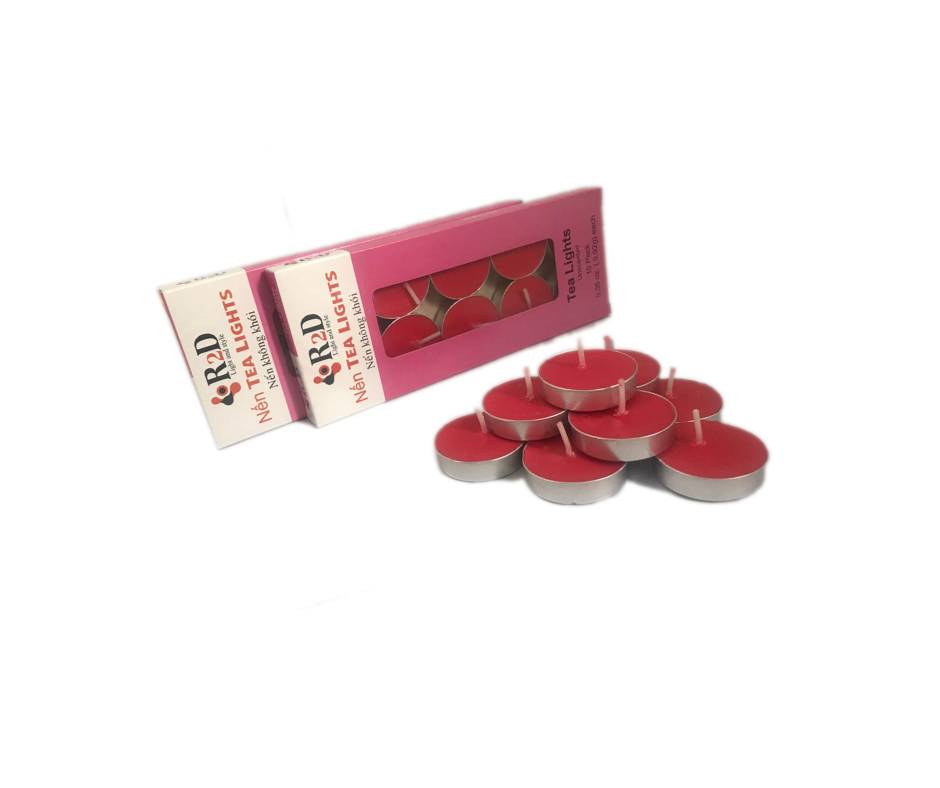 Nến Không Khói, Đỏ, Tealight Đỏ, , Chính Hãng Từ Thương Hiệu R2D, Thành Phần Tự Nhiên, Lành Tính.