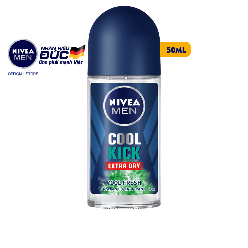 Lăn ngăn mùi NIVEA MEN Cool Kick Mát Lạnh - Siêu Khô Thoáng (50ml) - 83188