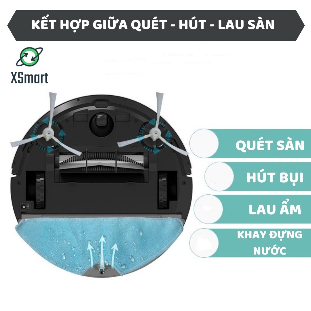 ROBOT Hút Bụi Lau Nhà Tự Động Siêu Thông Minh XSmart Bowai OB11 Premium Có App Điều Khiển, Auto Sạc Pin Làm Sạch Bụi Bẩn Lông Tóc