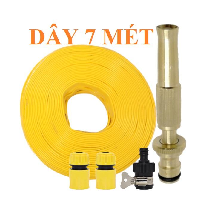 Vòi Xịt Nước️️ Bộ dây vòi xịt nước rửa xe, tưới cây , loại 7m, 10m 206587 cút sập+ móc khoá
