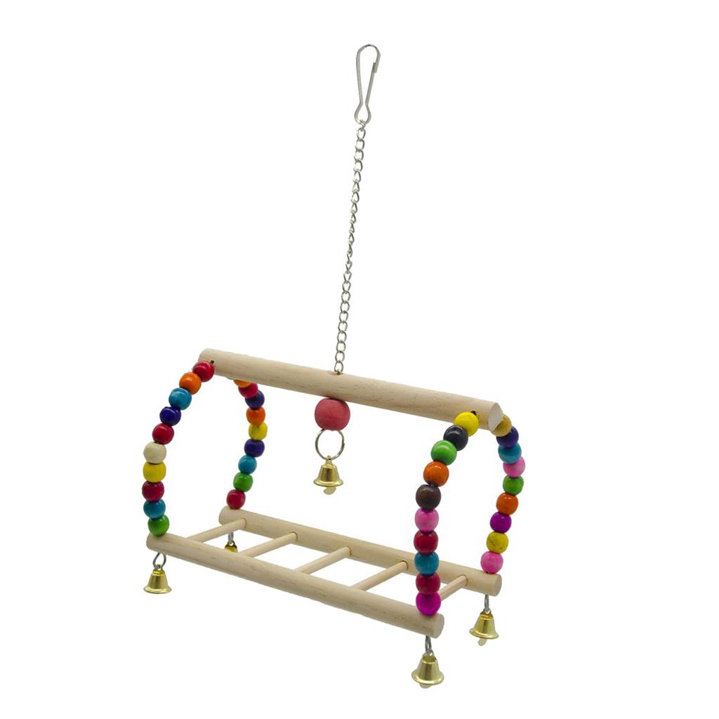 Parrots Cage Hanging Swing Toys Ladder Stand Perch For Small to Large Birds