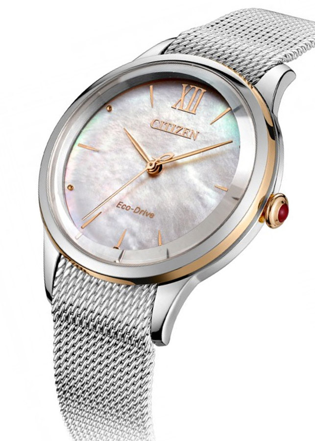 Đồng Hồ Nữ Citizen Eco-Drive Dây Thép Không Gỉ EM0816-88Y - Mặt Xà Cừ (32.5mm)