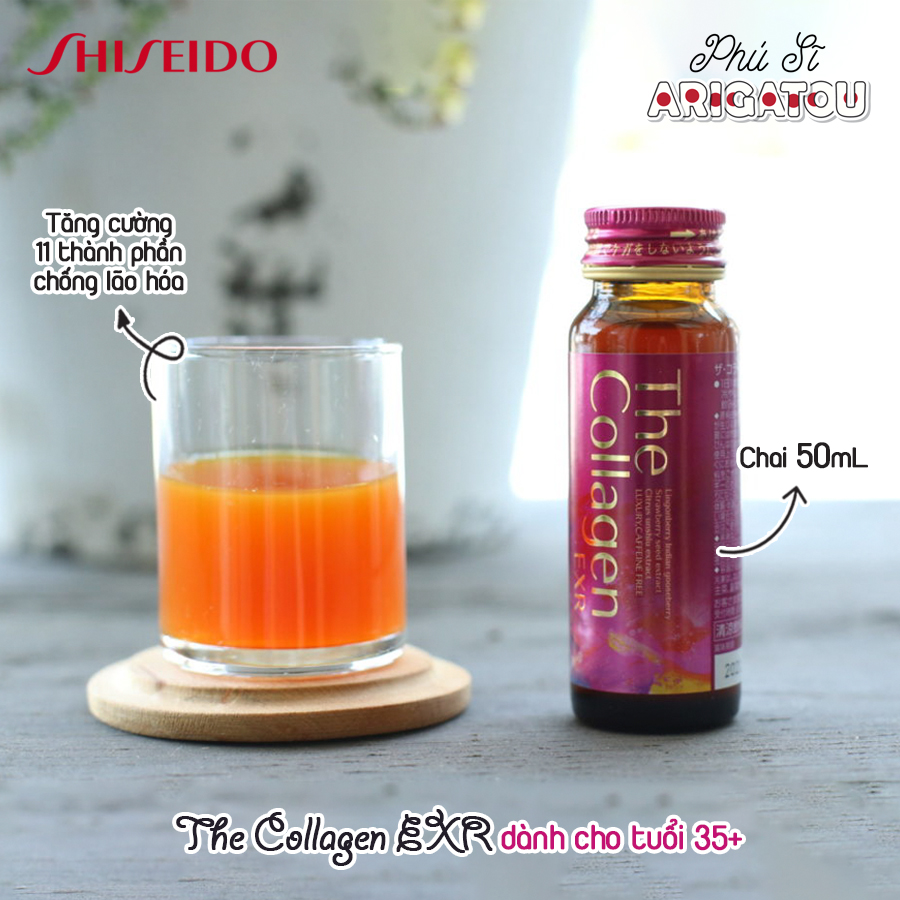 Nước uống đẹp da chống lão hóa The Collagen Shiseido EXR dành cho tuổi 35+ lốc 10 chai x 50mL