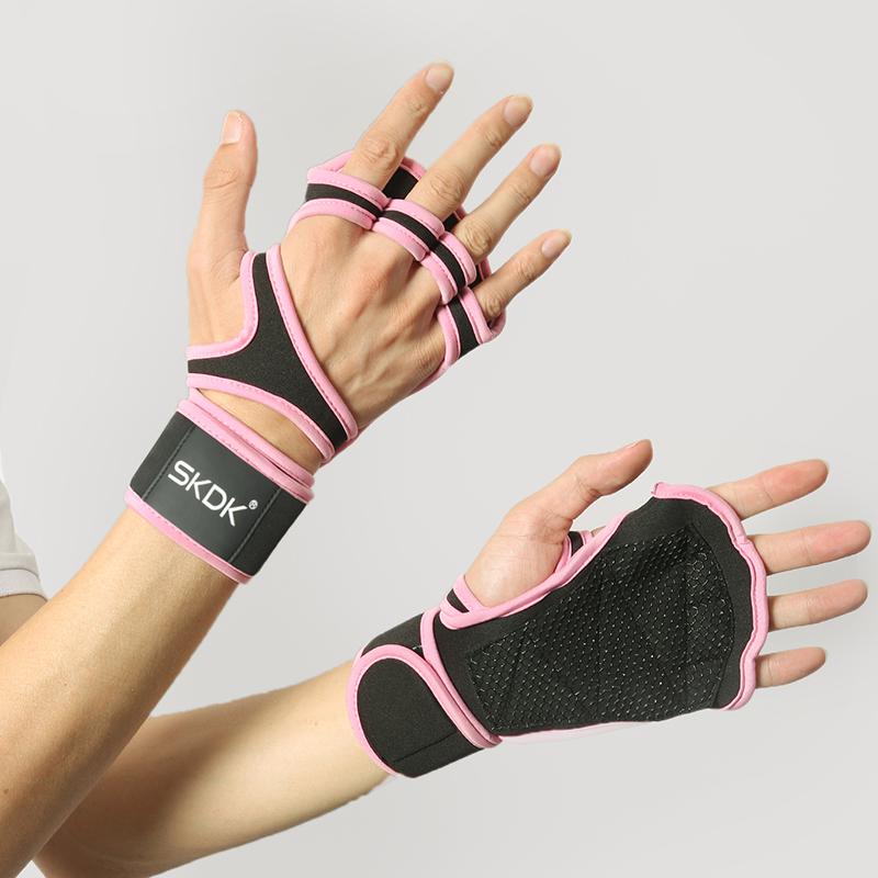 Găng tay tập luyện với cổ tay bọc chống trượt silicone chống chống trượt tập thể dục nâng cao Găng tay Color: Pink Size: XL