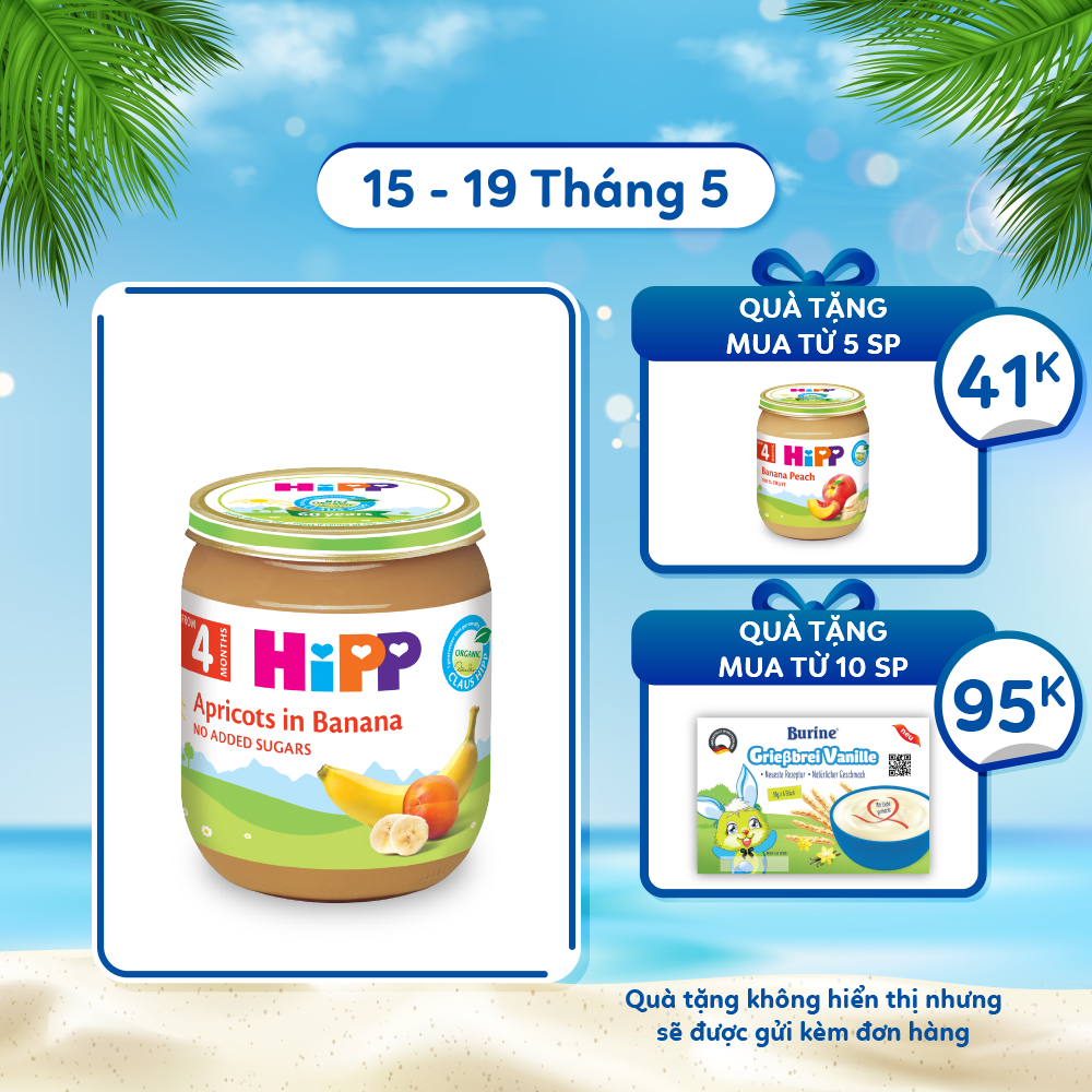 [11-13.11 QUÀ TẶNG HOT] Pudding Ăn Dặm Burine (HiPP) Vị Chuối Nhập Khẩu Đức Dành Cho Trẻ Từ 6 Tháng Tuổi - Cung Cấp Vitamin, Dưỡng Chất Bổ Sung Năng Lượng, Hỗ Trợ Tăng Cân (Vỉ 6 hũ x 50g)