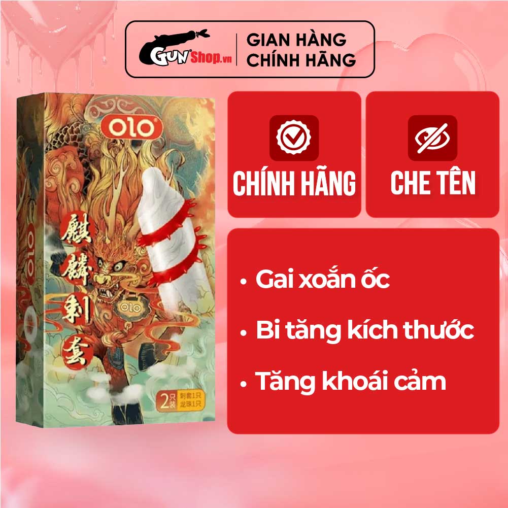 Bao cao su OLO Kỳ lân - Gai xoắn - Hộp 1 cái + 1 bi silicon