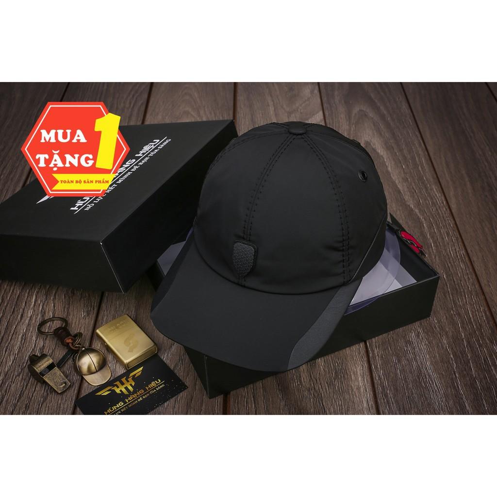 Mũ Nón Dù Phối Da Full Đen Thời Trang