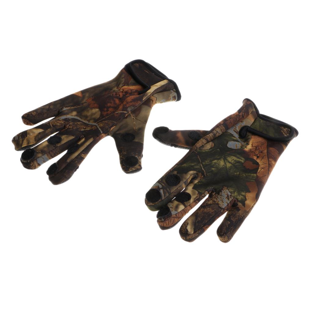 1 Pair Fishing Gloves Anti Slip Warm Cycling 3 Half-Finger Gloves M Camo