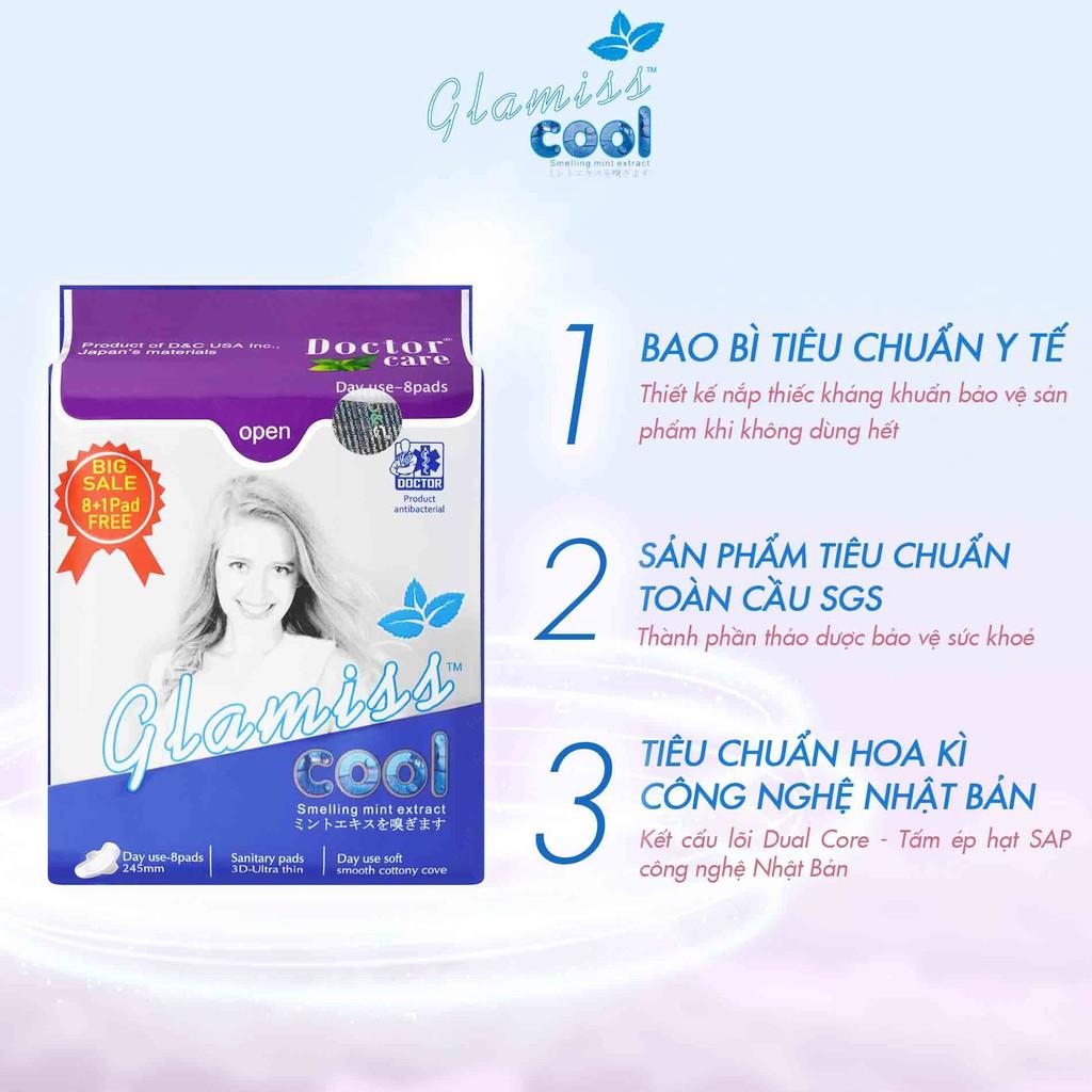 Combo 2 Băng vệ sinh thảo dược Glamiss Cool ban ngày 24cm siêu mát siêu khô thoáng