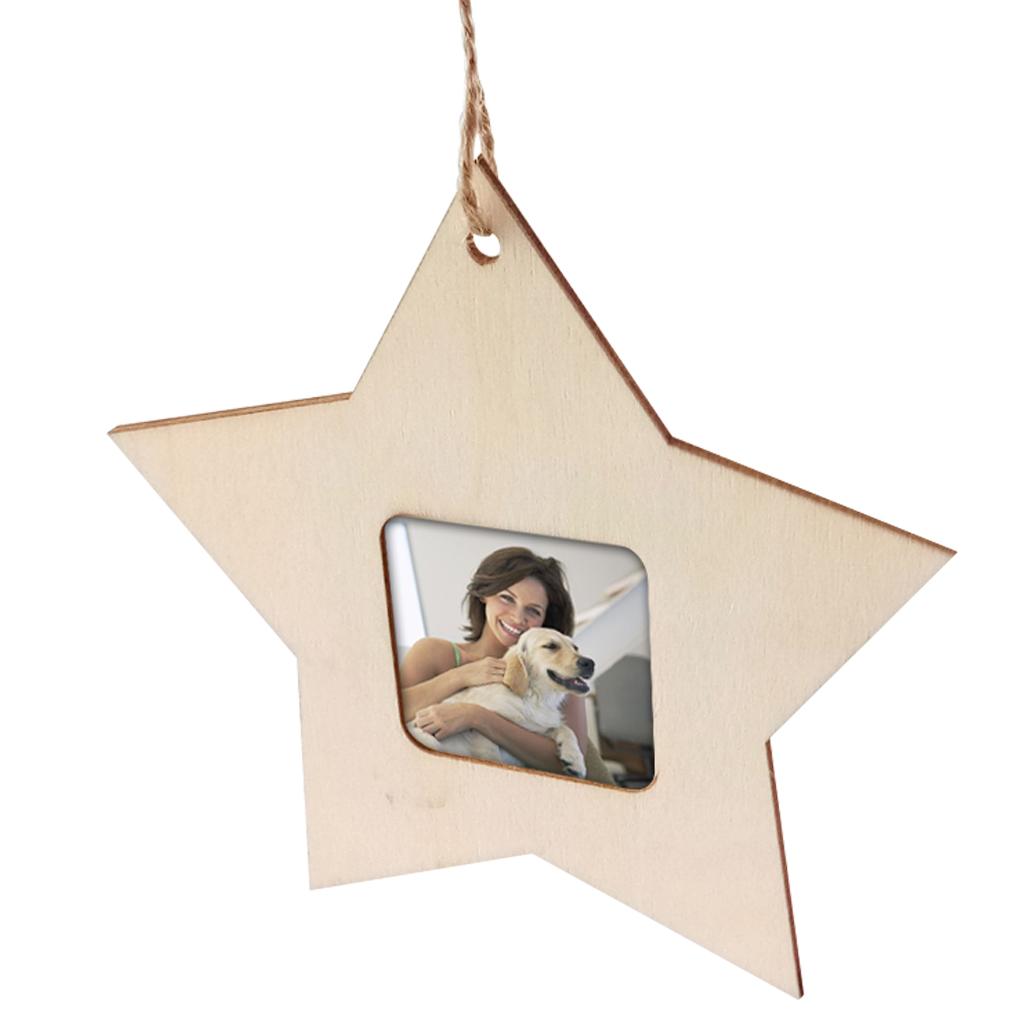 20 Chiếc Treo Gỗ Mini Khung Ảnh Thủ Công Bộ Khung Mini Ngôi Sao Trang Trí Album Mặt Dây Chuyền Trang Trí Nhà
