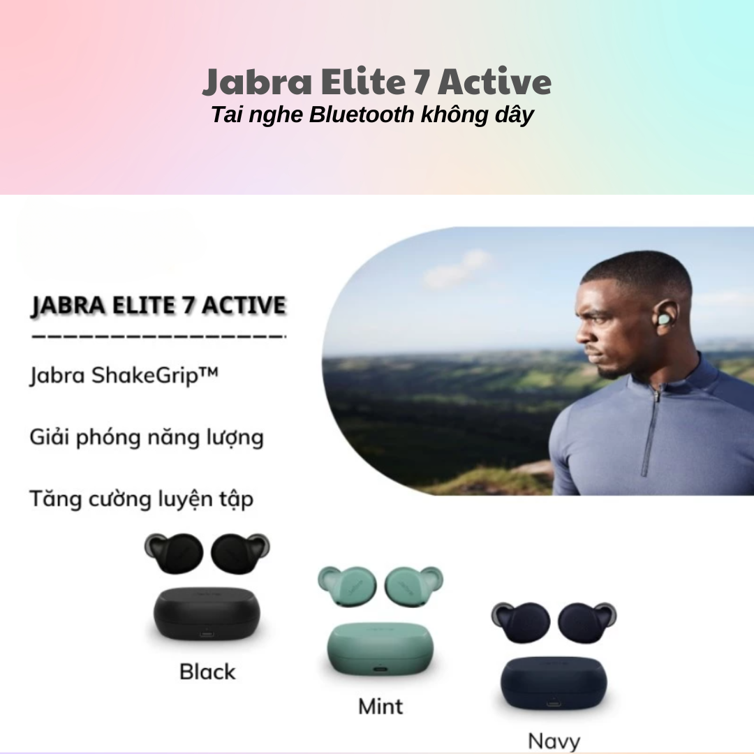 Tai Nghe Bluetooth True Wireless Jabra Elite 7 Active Chống ồn ANC 2 micro IP57 Mono - Bảo Hành 12 Tháng - Hàng Chính Hãng