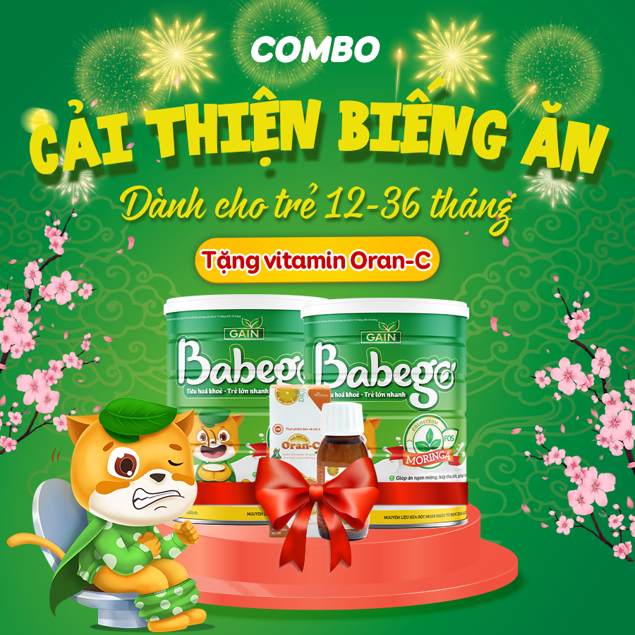 (TẶNG BỘ Ô TÔ ĐỒ CHƠI) Combo 2 lon sữa mát tăng cân, cải thiện biếng ăn Babego 12-36 tháng