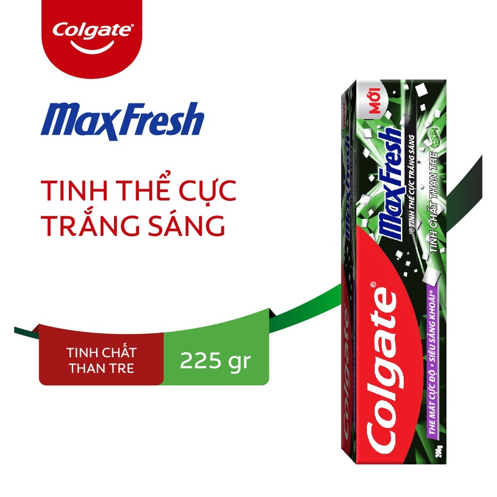 Bộ 4 Kem đánh răng Colgate Maxfresh Bamboo Charcoal 225g kèm bàn chải lông tơ phủ than