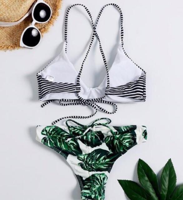 Bikini 2 mảnh quần lá phối áo màu siêu xinh