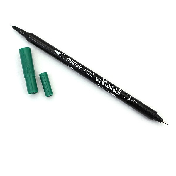 Bút lông hai đầu màu nước Marvy LePlume II 1122 - Brush/ Extra fine tip - Green (4)