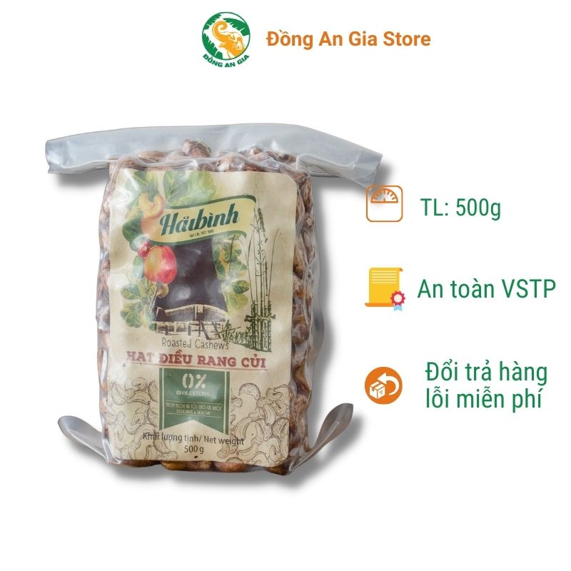 Hạt điều rang củi gói hút chân không Hải Bình 500g