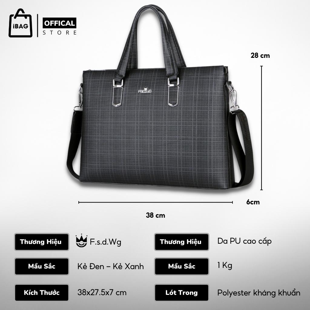 Cặp da công sở, Cặp văn phòng Cao Cấp Fsd.Wg -Chất liệu Da PU cực bền ,Chống nước, Cặp Đựng Laptop 14inh, -