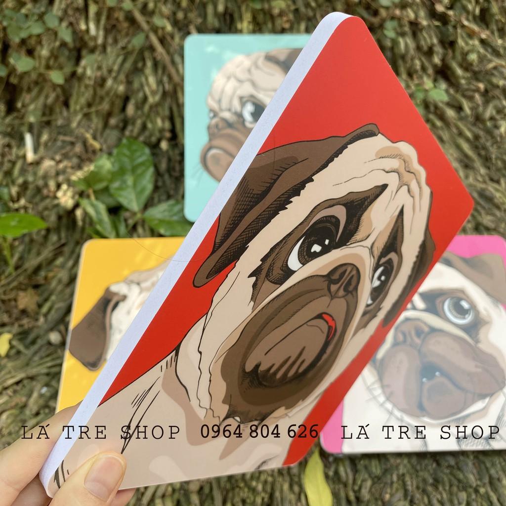 BỘ TRANH 3D Chó Pug, Mèo decor dán tường - Set 4 và 6 tranh 2029