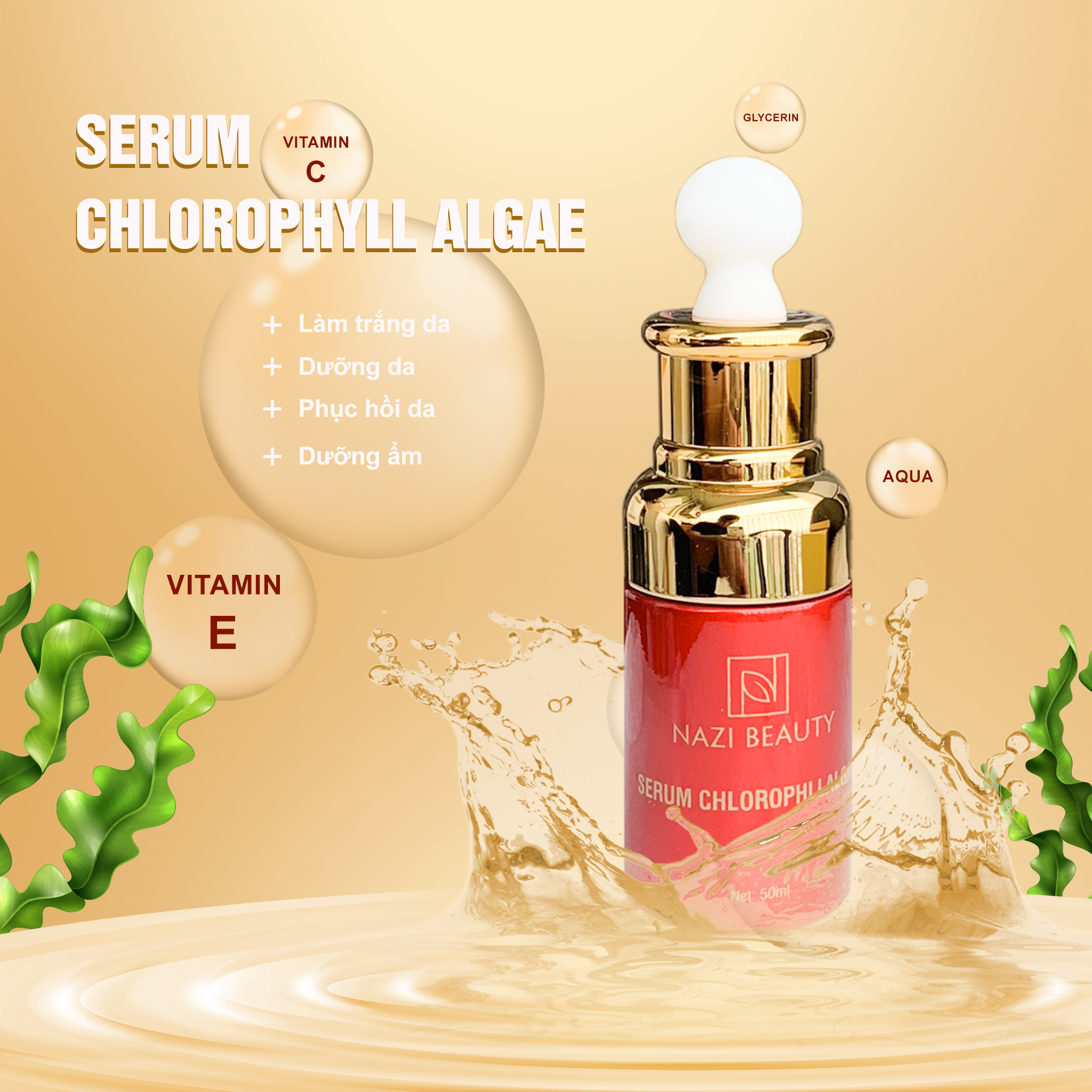 Serum tế bào gốc Nari giảm lão hóa tăng liên kết giúp da căng bóng khỏe mạnh từ sâu bên trong 50ml