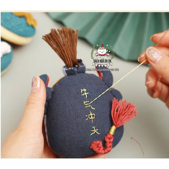 DIY / BỘ KIT TỰ THÊU TÚI THƠM Thêu tay trang trí Trâu Ba Tiêu Đại Sơn Ngưu -Bách hóa Na na Handmade