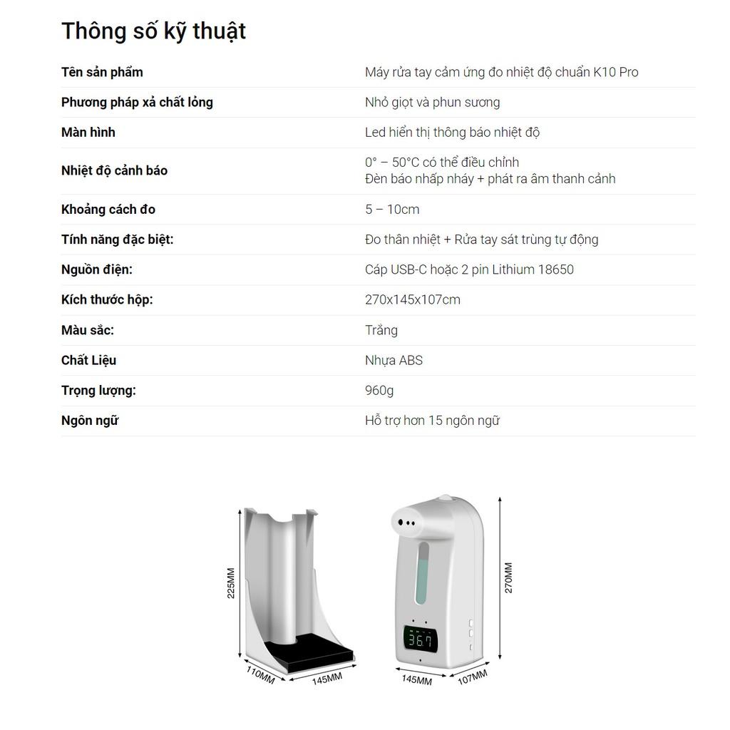 Máy Rửa Tay K10 Pro Đo Nhiệt Độ Cơ Thể - Home and Garden