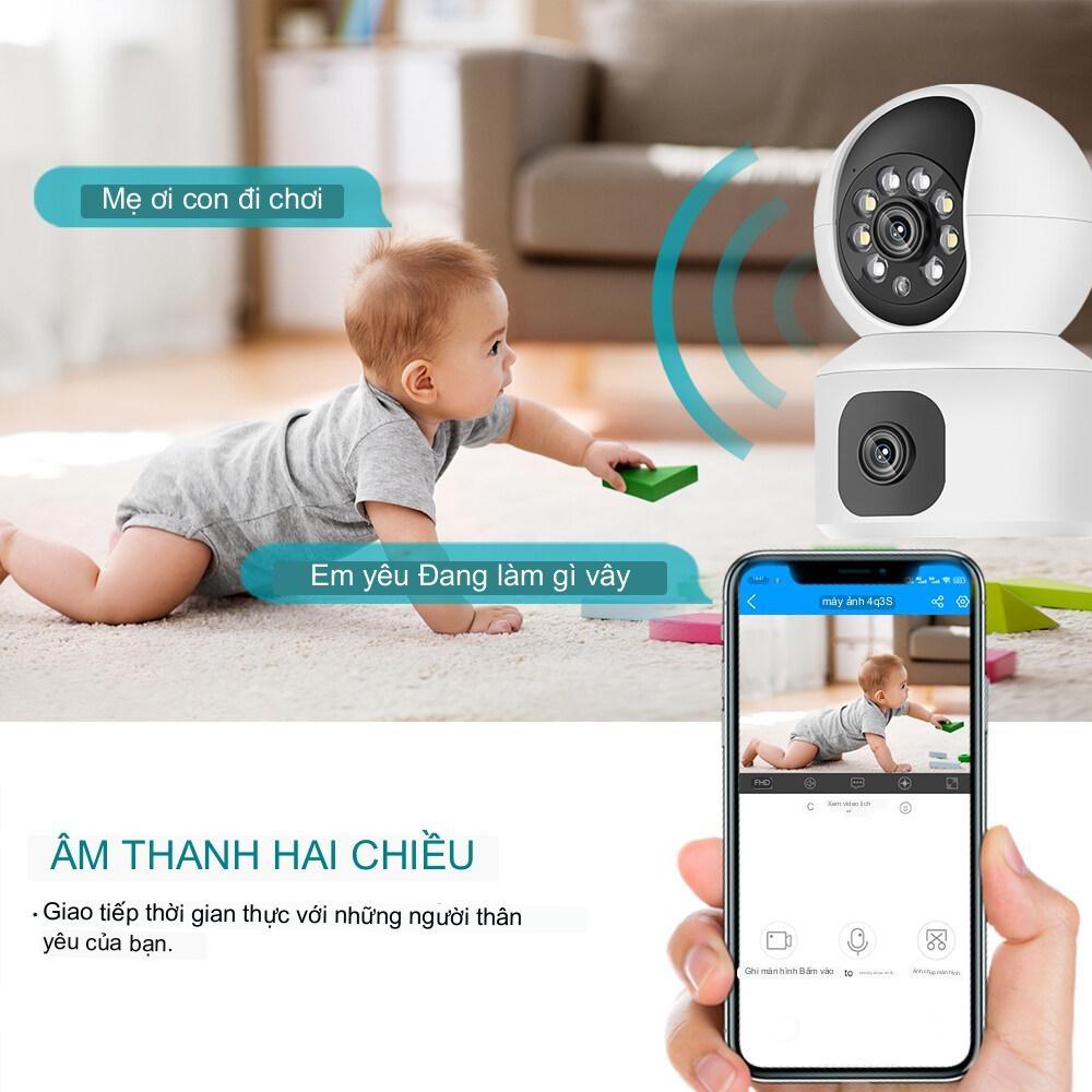 Camera trong nhà Wifi YOOSEE KÉP 6.0MP Không Dây Xem 2 Màn Hình Cùng Lúc Xoay 360 Độ, , Hỗ Trợ Đàm Thoại 2 Chiều - Hàng nhập khẩu
