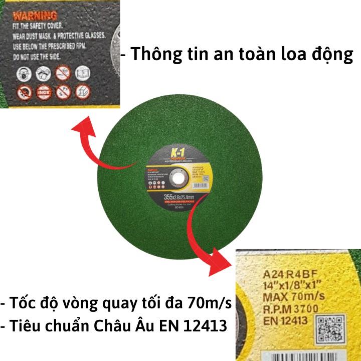 Thùng 25 viên ĐÁ CẮT SẮT 355 | Đá cắt K1 xanh 355 | Đá cắt sắt phi 355