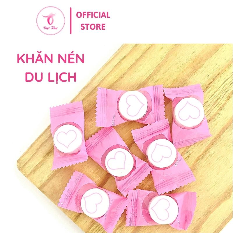 Khăn lau mặt dùng 1 lần, khăn mặt nén 100% cotton mềm mịn, kháng khuẩn tốt, bảo vệ làn da khỏi mụn Việt Thư