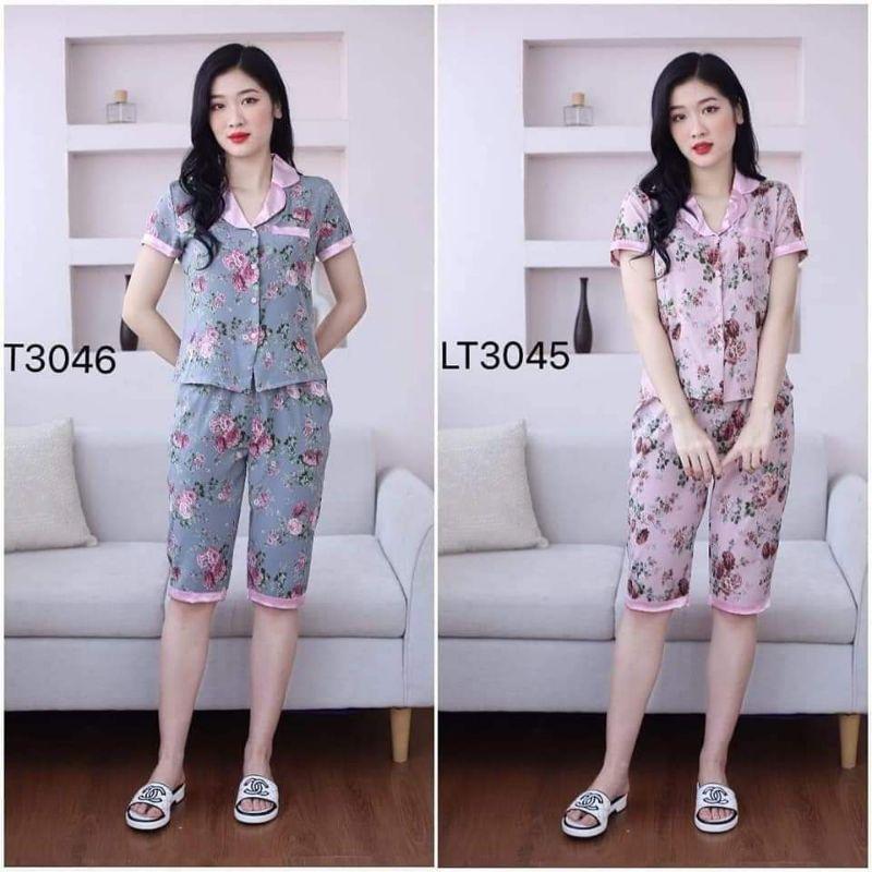 Lửng pizama hoa đông tiền 2 màu siêu xinh ảnh thật