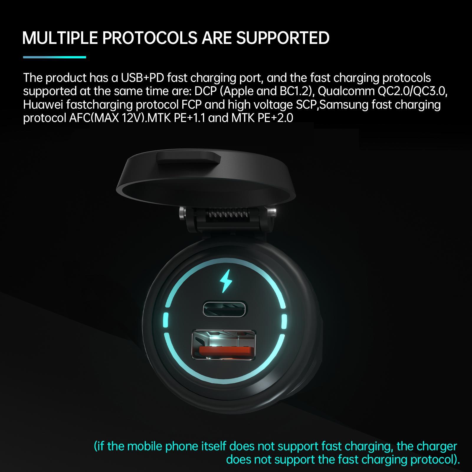 USB Charger Socket PD Type C + QC 3.0 Quick Charge for Marine Scooter