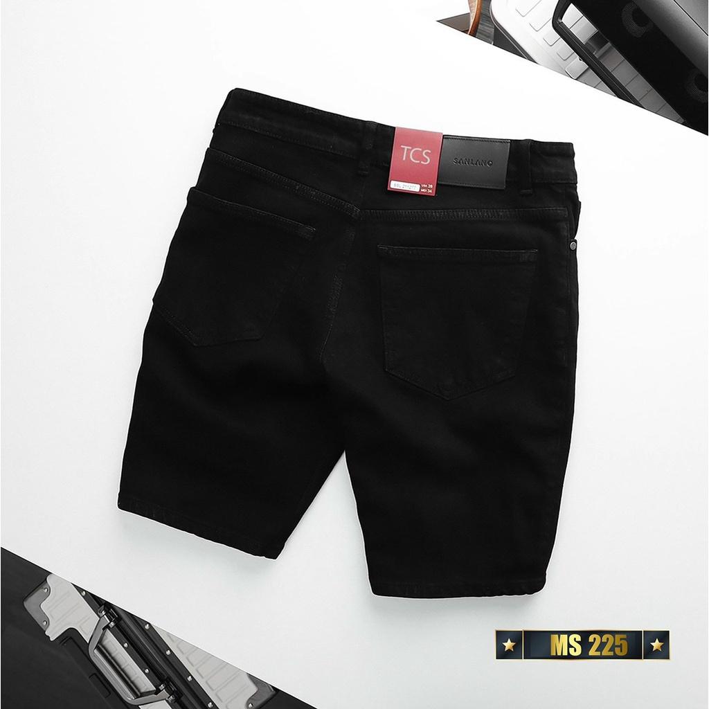 quần short nam jean trơn basic hai màu cơ bàn xám-đen vải jean co giãn dày hàng chất lượng