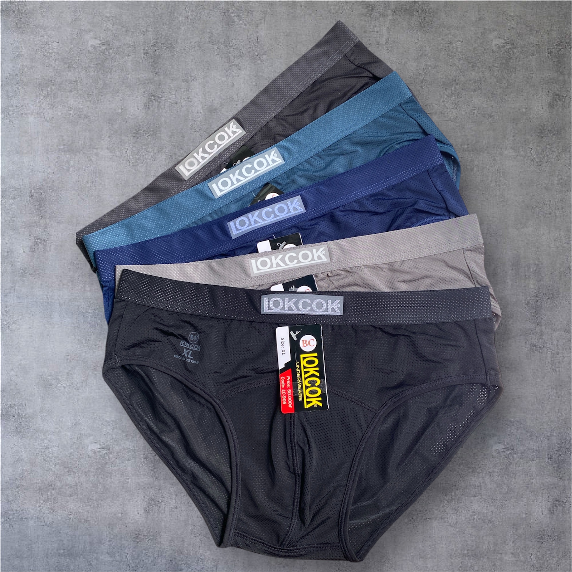 Combo 5 Quần Lót Nam Thun Lạnh Thông Hơi Trơn LokCok 905 Size M-3XL