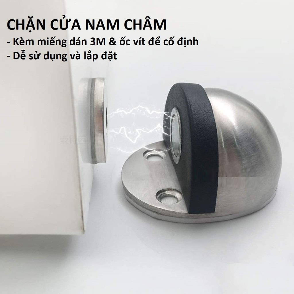 Chặn Cửa Bán Nguyệt Có Nam Châm, Chống Va Đập Cánh Cửa Với Tường, Loại Gắn Sàn Sử Dụng Miếng Dán 3M, Nhiều Màu. TakyHome 1200