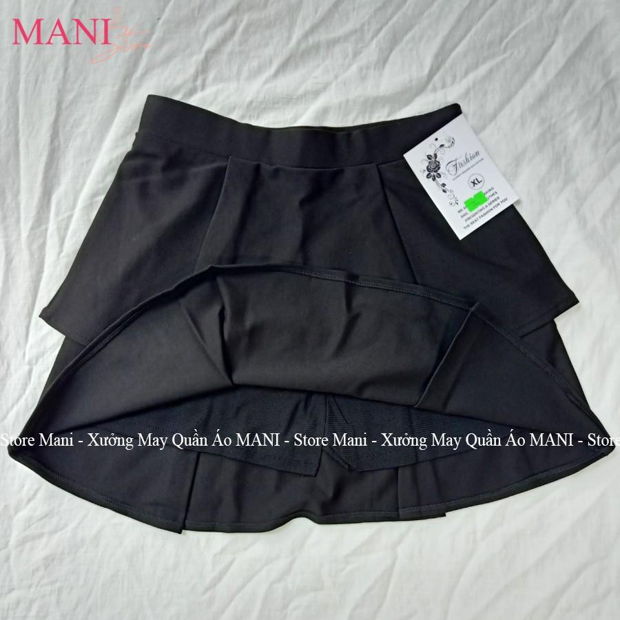 Chân váy 2 tầng ngắn đen có lót trong dáng xòe cá tính ôm bigsize cạp chun lưng thun vải Umi co giãn mặc công sở đi biển