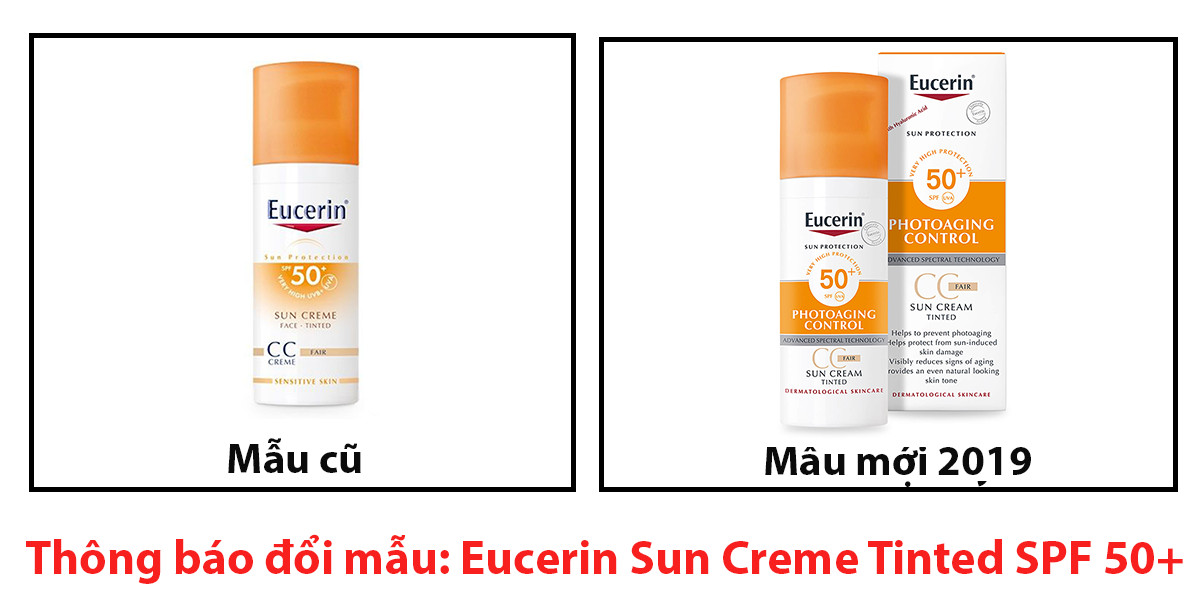 Kem chống nắng có màu phấn Eucerin Sun Creme Tinted SPF 50+ 50ml + tặng máy massage mặt ion
