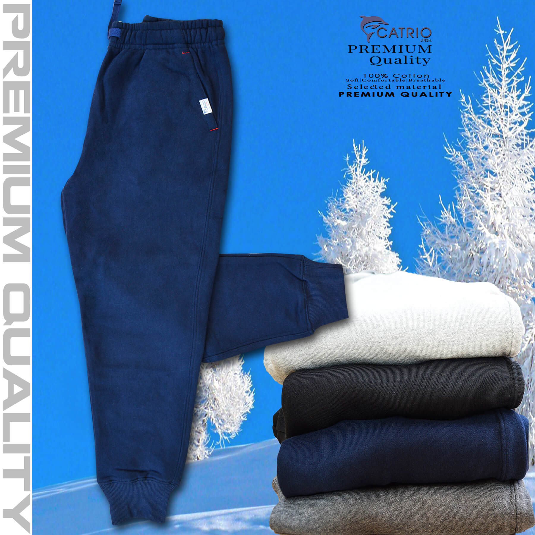 Quần dài bé trai vải 100% cotton màu NAVY là quần nỉ trẻ em CATRIO từ 9 tuổi đến 18 tuổi phù hợp thời tiết se lạnh mùa thu đông với kiểu dáng thể thao tuyệt đẹp
