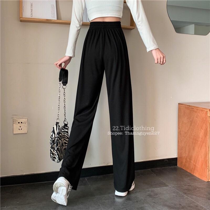 Quần ống suông Ulzzang/ chất len tăm mát/ lưng thun co giãn Freesize