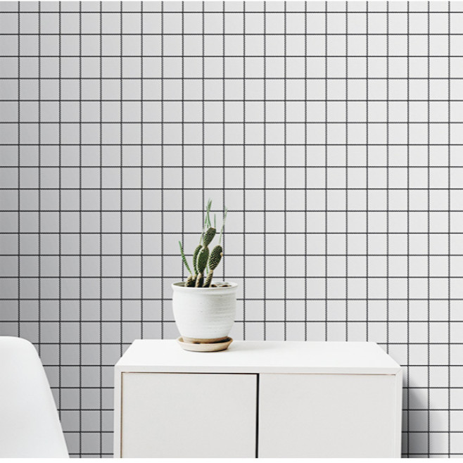 Cuộn 5m Decal Giấy Dán Tường ô kẻ nhỏ trắng