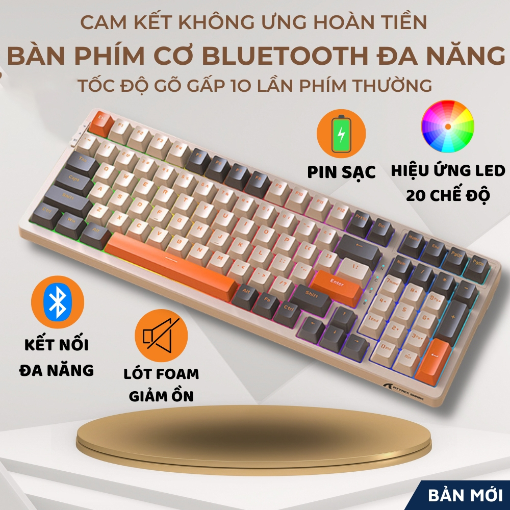 Bàn phím Cơ Không Dây Hotswap K98 phiên bản fullsize - LED RGB nhiều chế độ - LÓT FOAM sẵn - Hỗ trợ đa nền tảng